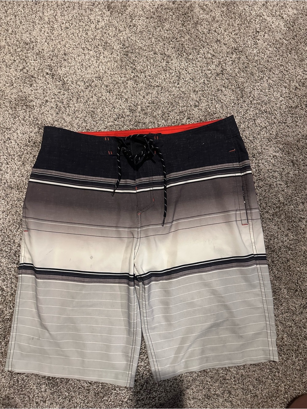 Goodfellow & Co Grey Gradient Stripe Swim Trunks with Black Waistband